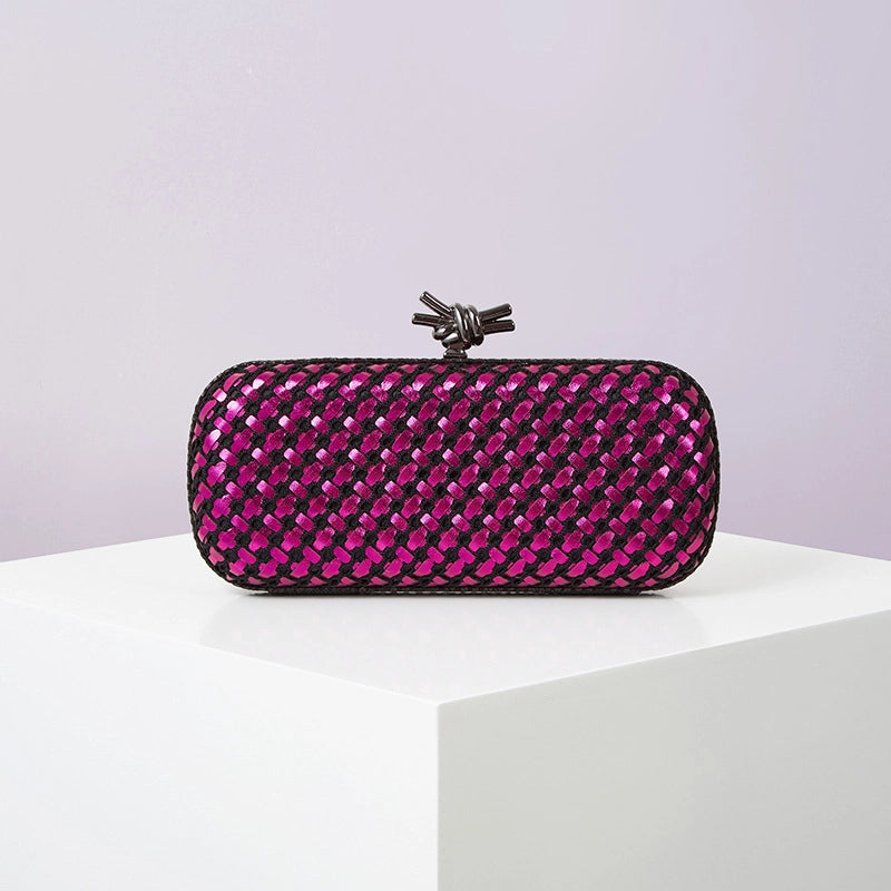 Colour Black Blue Pu Leather Polyester Geometric Evening Bags