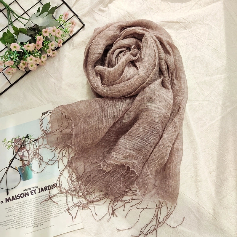 Women's Ethnic Style Solid Color Linen Silk Scarf