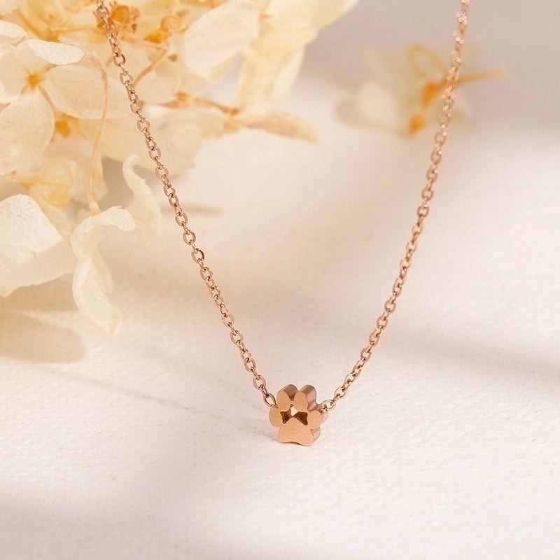 Minimalist Korean Style Animal Paw Print Titanium Steel 18K Gold Plated Plating Bracelets Earrings Necklace