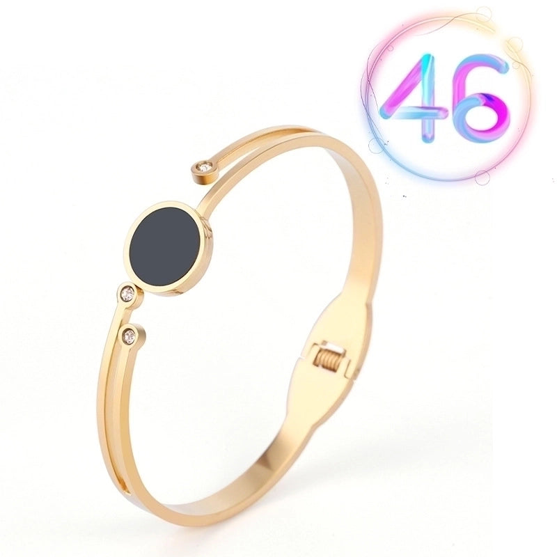 2 Pieces Fashion Geometric Stainless Steel Plating Zircon Bangle