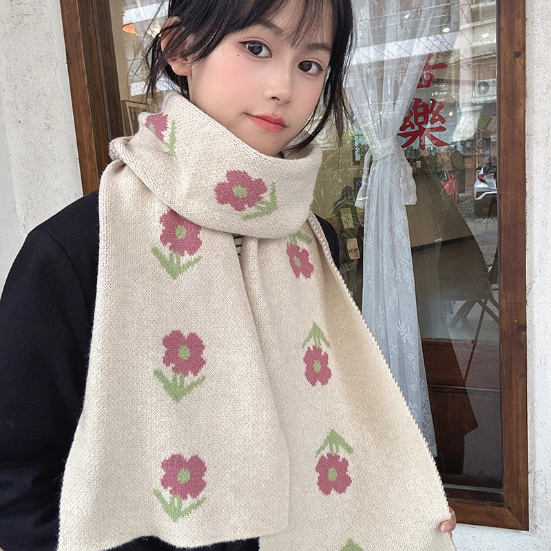 Women's Cute Sweet Flower Acrylic Scarf