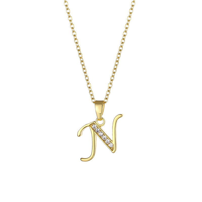 Minimalist Letter Text Number Stainless Steel Electroplating Necklaces