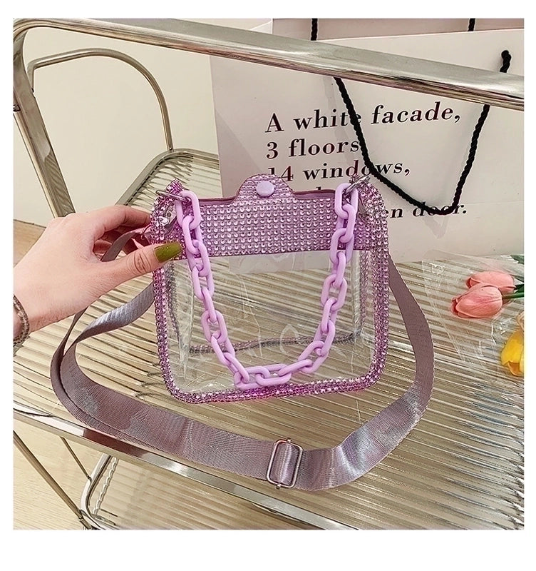 Women's Medium PVC Solid Color Basic Magnetic Buckle Shoulder Bag