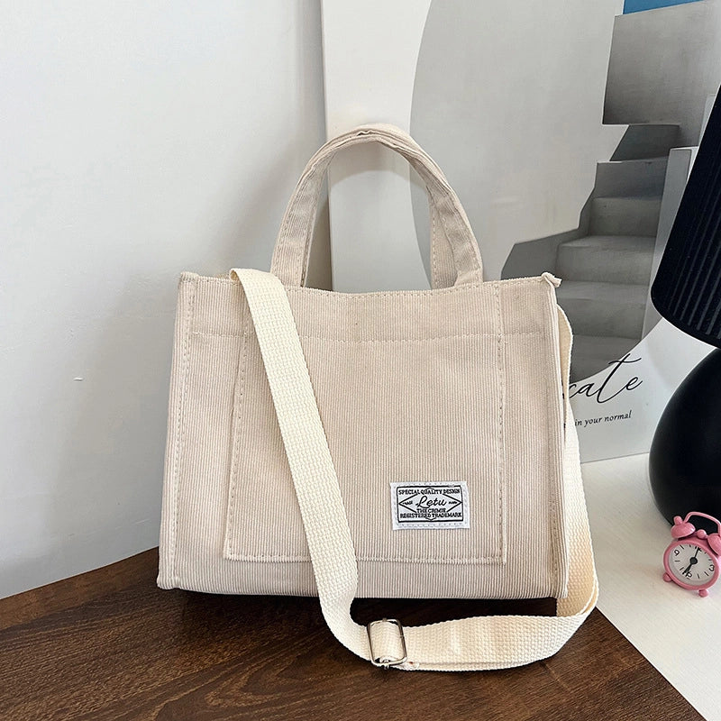 Women's Medium Corduroy Solid Color Streetwear Square Magnetic Buckle Shoulder Bag Handbag Crossbody Bag