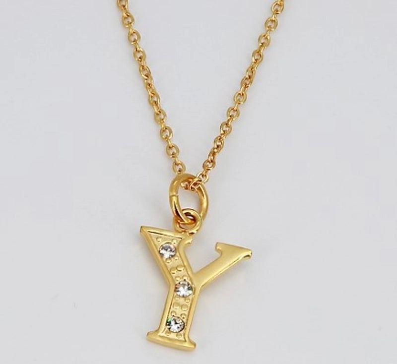 Minimalist Letter 304 Stainless Steel Rhinestones Inlay Stainless Steel Necklaces