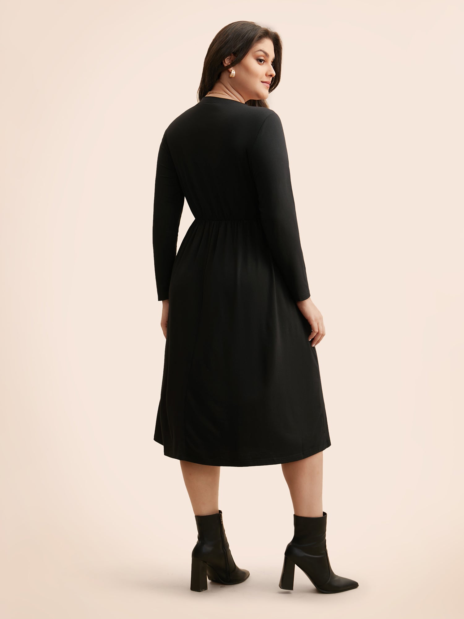 Butterfly Embroidered V Neck Midi Dress