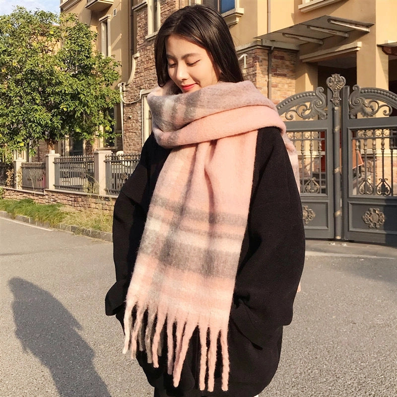 Women's Lady Minimalist Lattice Imitation Cashmere Scarf