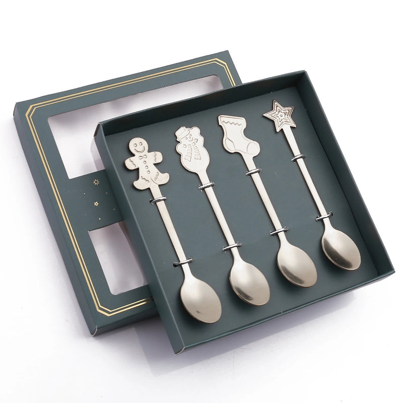 Christmas Cute Christmas Socks Gingerbread Snowman 410 Stainless Steel Spoon 1 Piece 1 Set