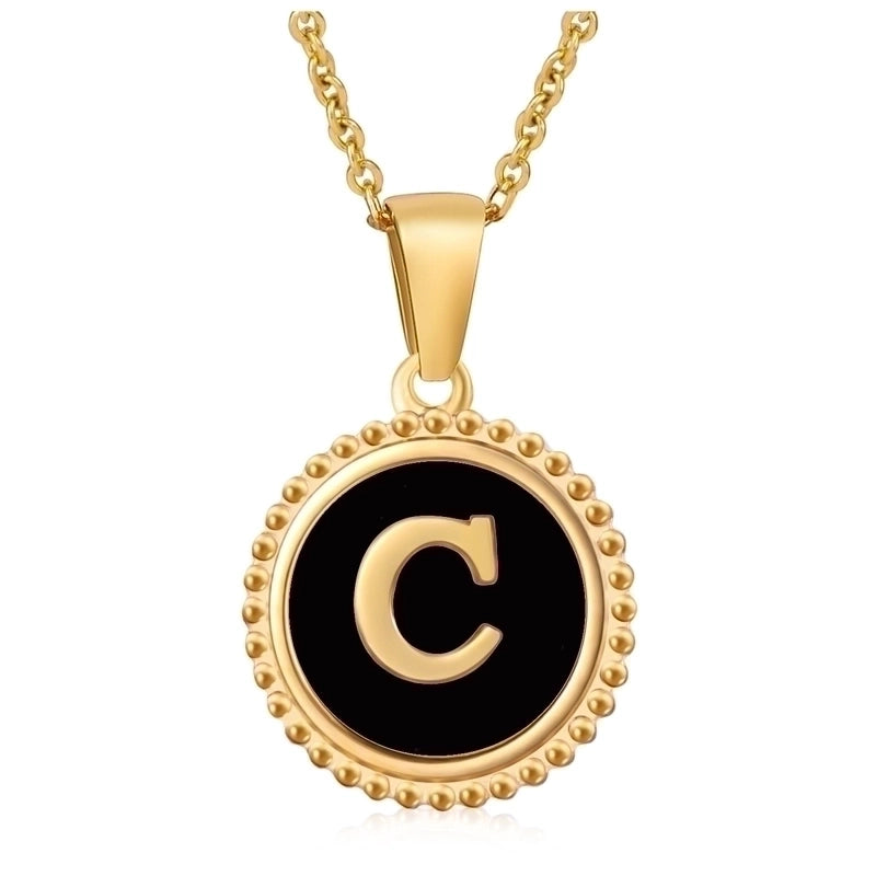Fashion Round Letter 304 Stainless Steel 18K Gold Plated Enamel Gold Plated Pendant Necklace