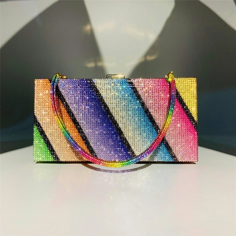 Polyester Stripe Plaid Square Evening Bags