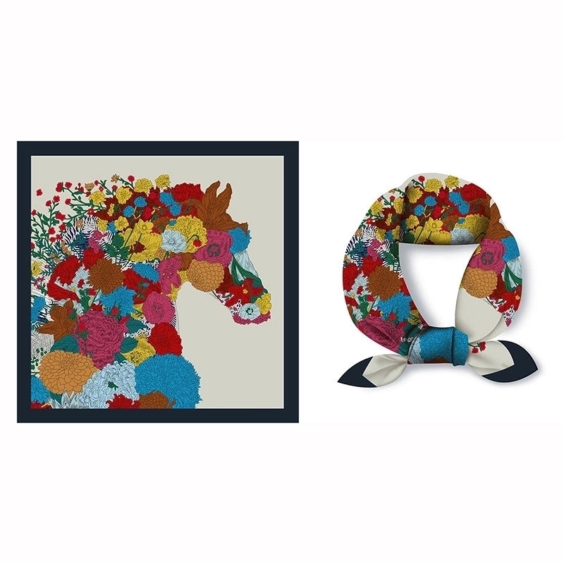 Women's Sweet Color Block Satin Printing Silk Scarf