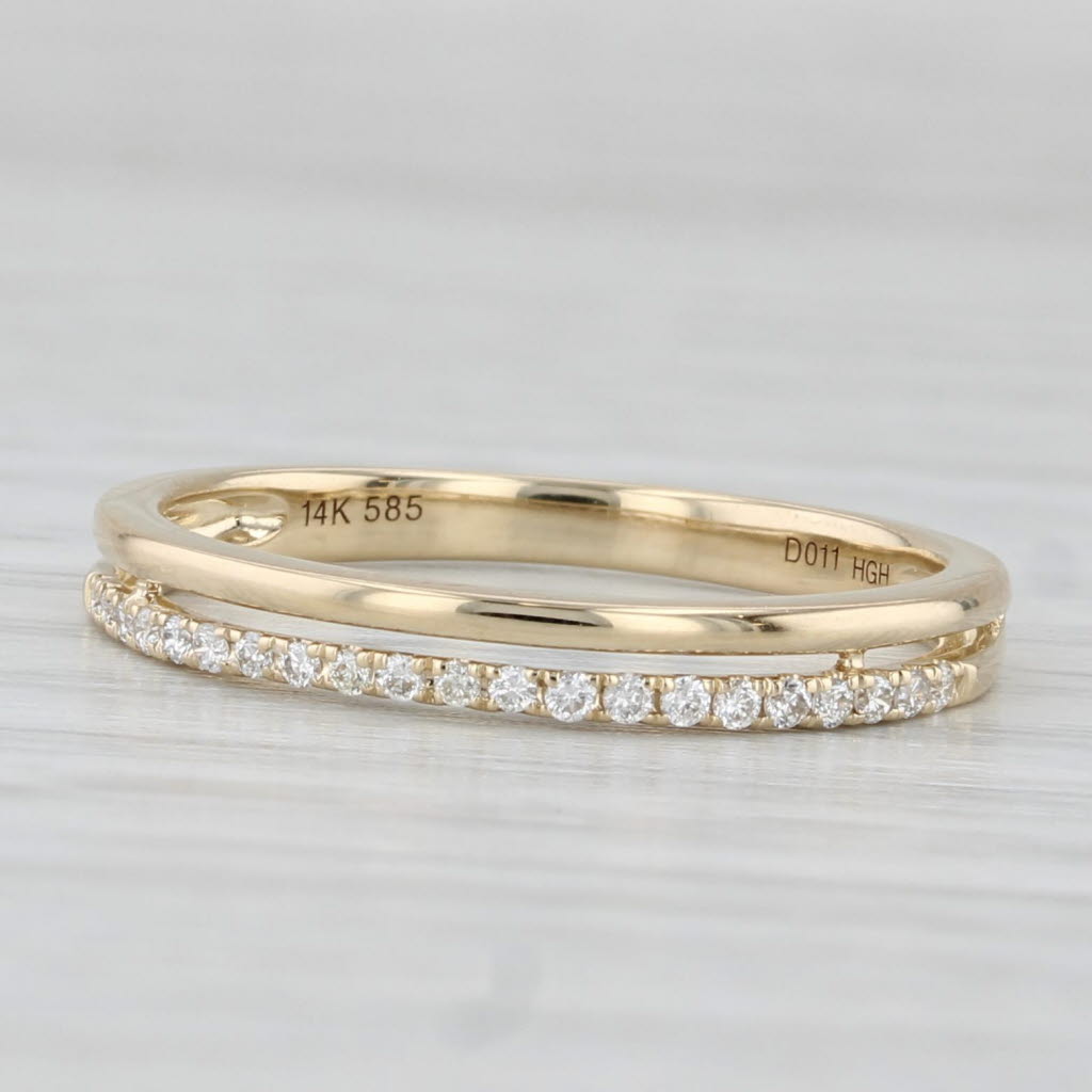 New 0.11ctw Diamond Wedding Band 14k Gold Stackable Anniversary Ring Size 6.5
