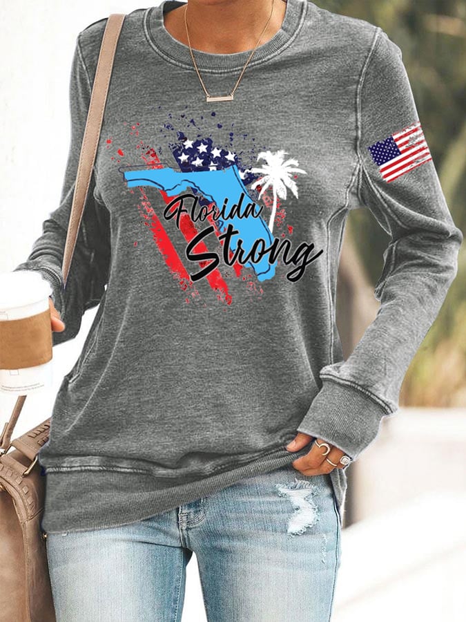 Women's Florida  Strong Mitton Hurricane Print Sweatshirt