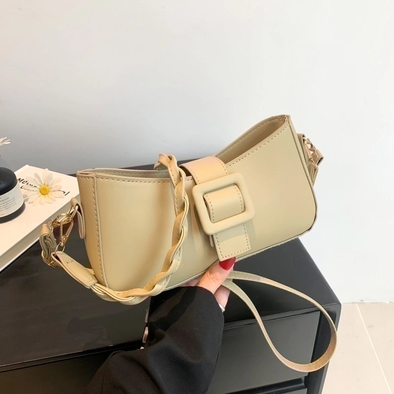 Women's Pu Leather Solid Color Elegant Zipper Shoulder Bag