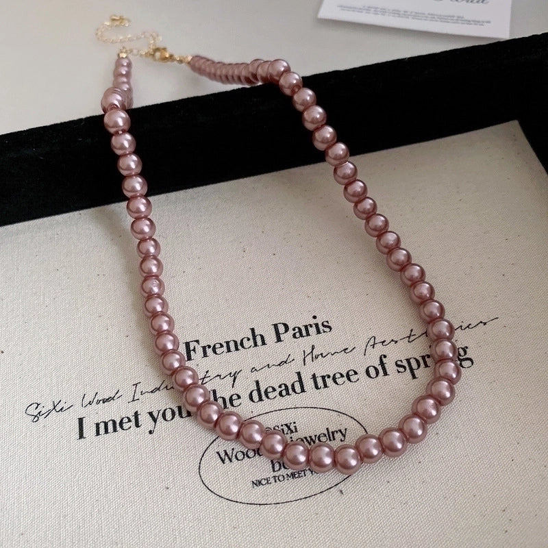 Round Pearl Plating Women's Necklace