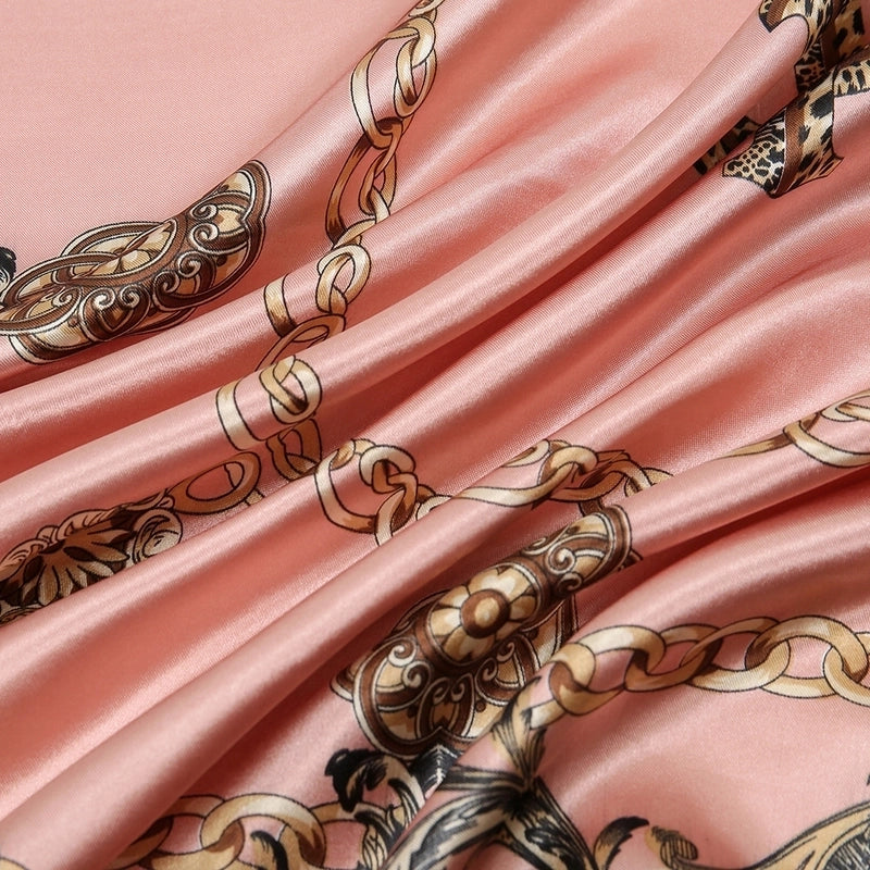 Women's Streetwear Leopard Satin Printing Silk Scarves