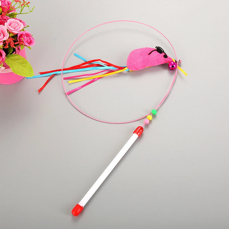 Cat Toys Linen Mouse Wooden Pole Cat Teaser Handheld Interactive Cat Teaser Toy Cat Supplies