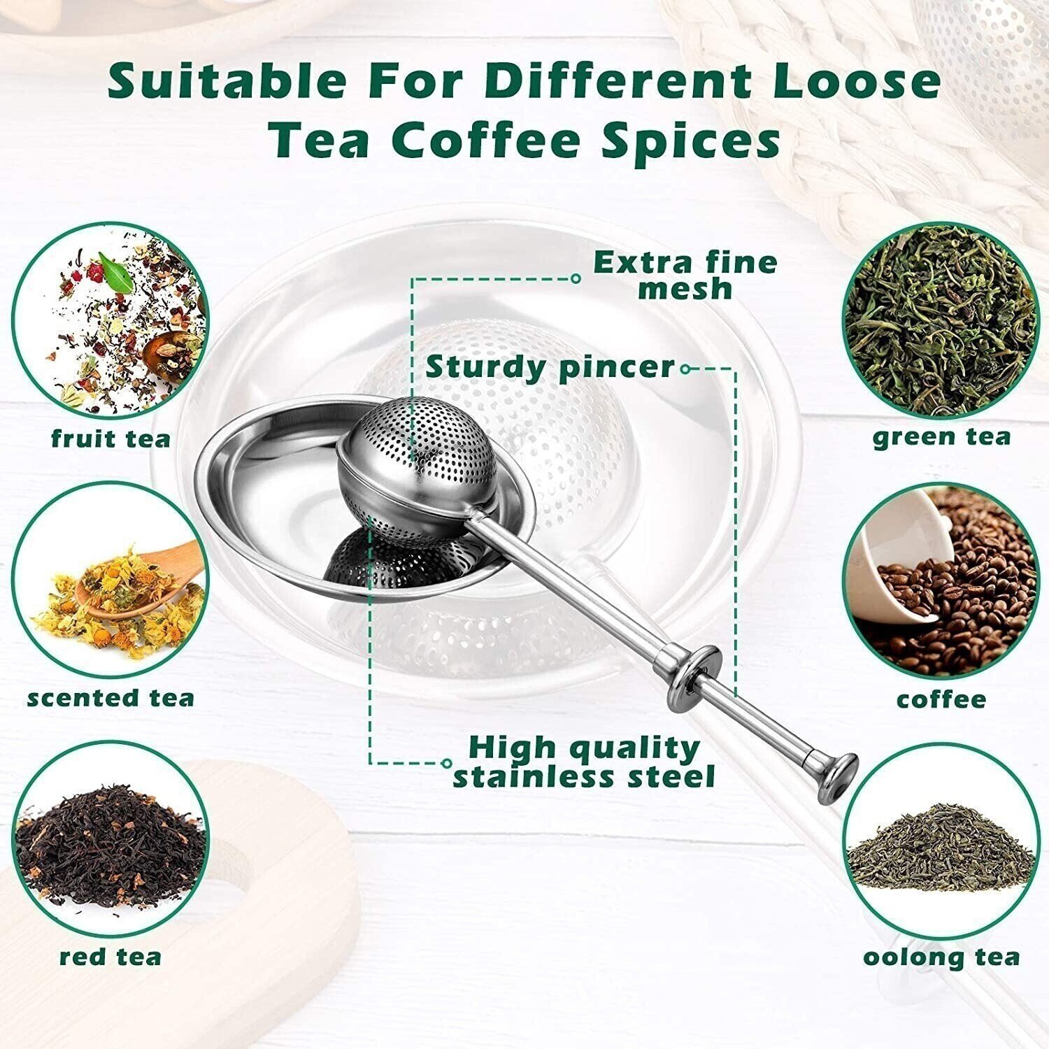 🔥(New Year Hot Sale - Save 40% OFF) Long-Handle Tea Ball Infuser-Buy 3 Get 2 Free & Free Shipping - $8.3 Each Only Today!