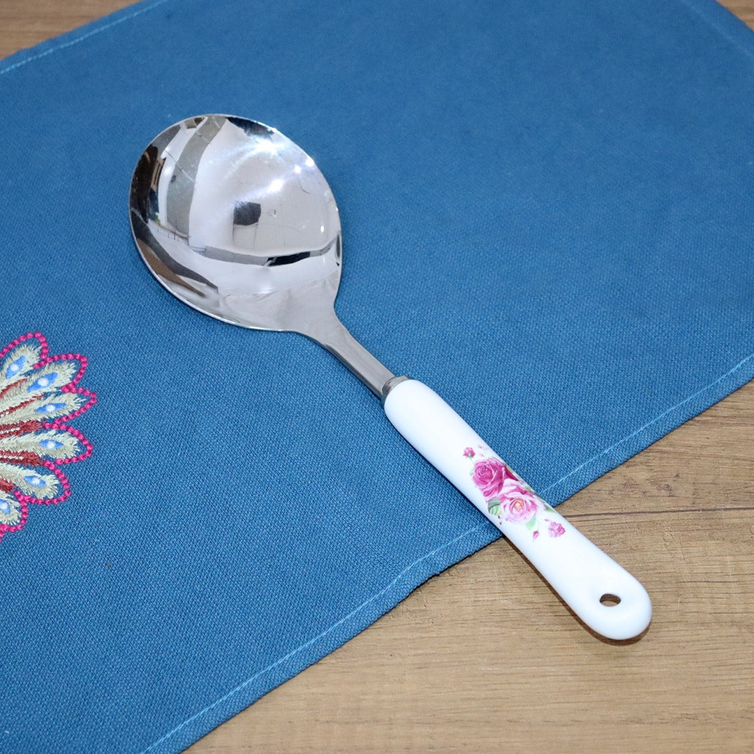 White Flowers Stainless Steel Utensils