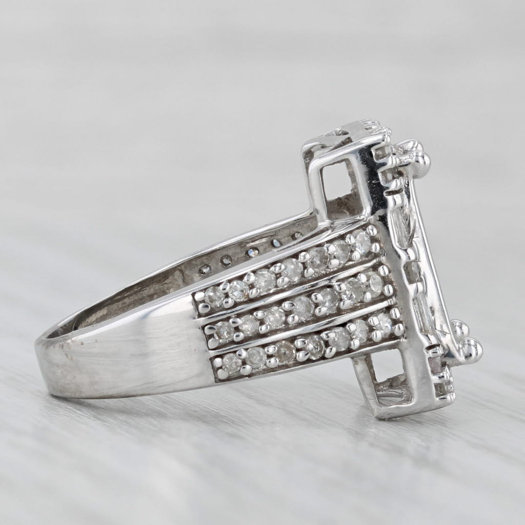 1.48ctw Pave Diamond Halo Ring 10k White Gold Size 7.25