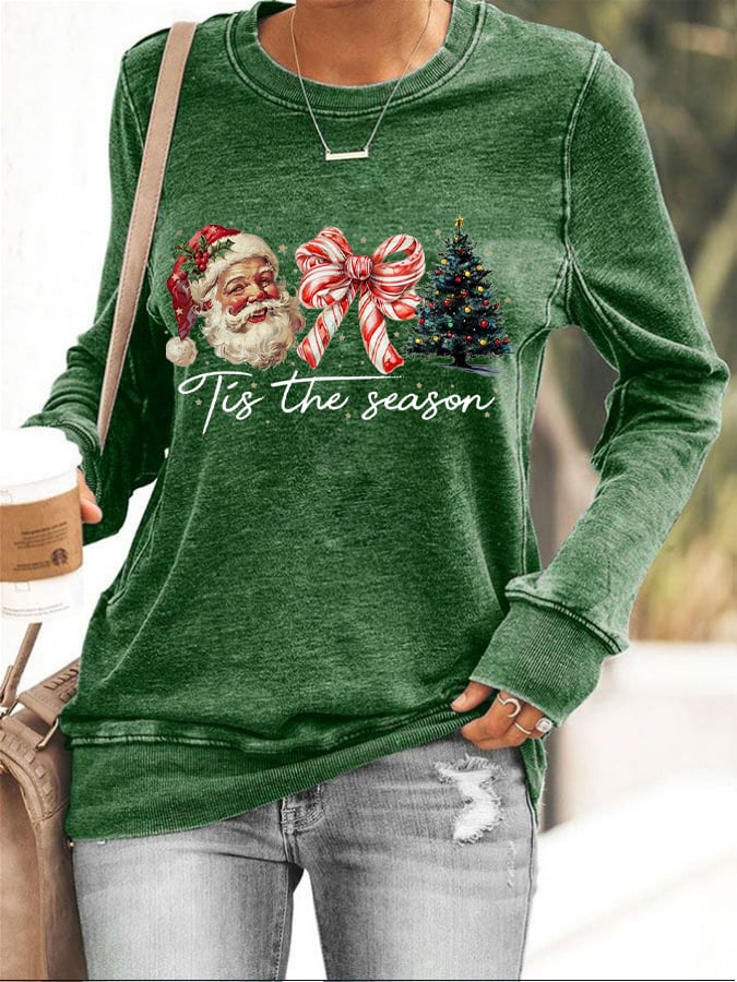 Women's Christmas Season Printed Round Neck Raglan Short Sleeve T-Shirt