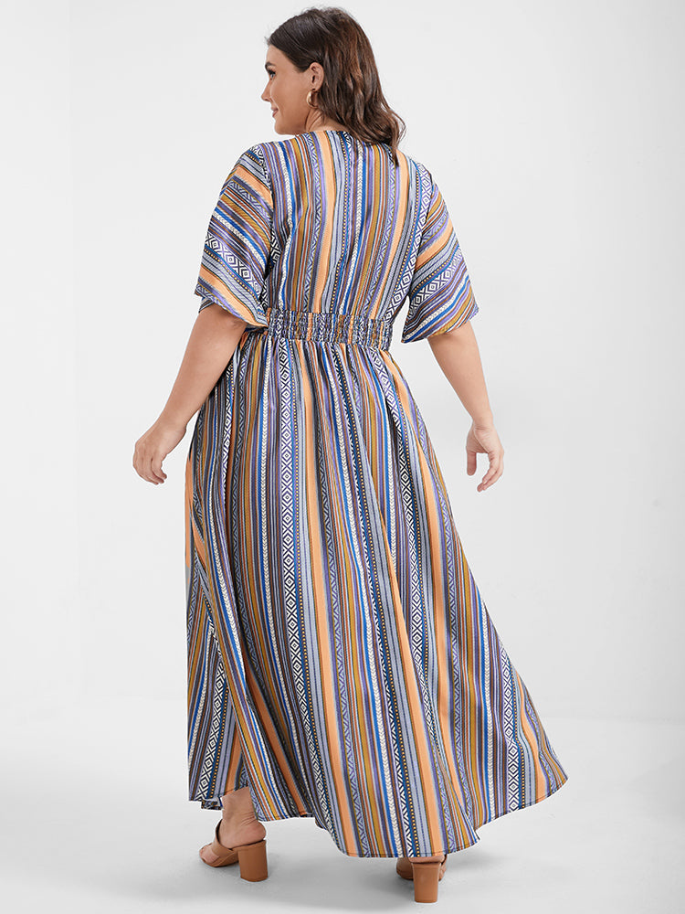 Bandana Split Dolman Sleeve Pocket Maxi Dress