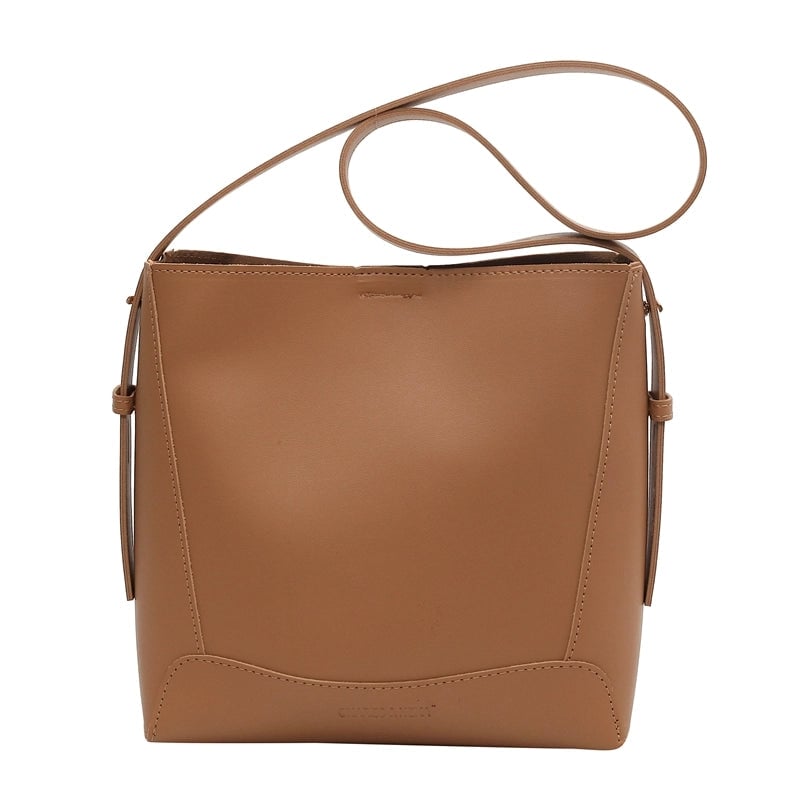 Women's All Seasons Pu Leather Solid Color Classic Style Bucket Magnetic Buckle Shoulder Bag