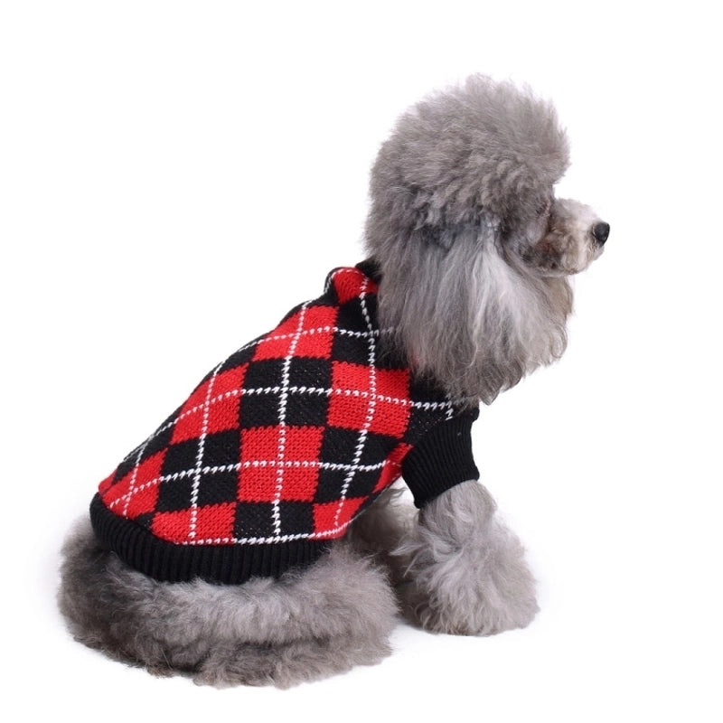 Minimalist British Style Polyester Plaid Pet Clothing