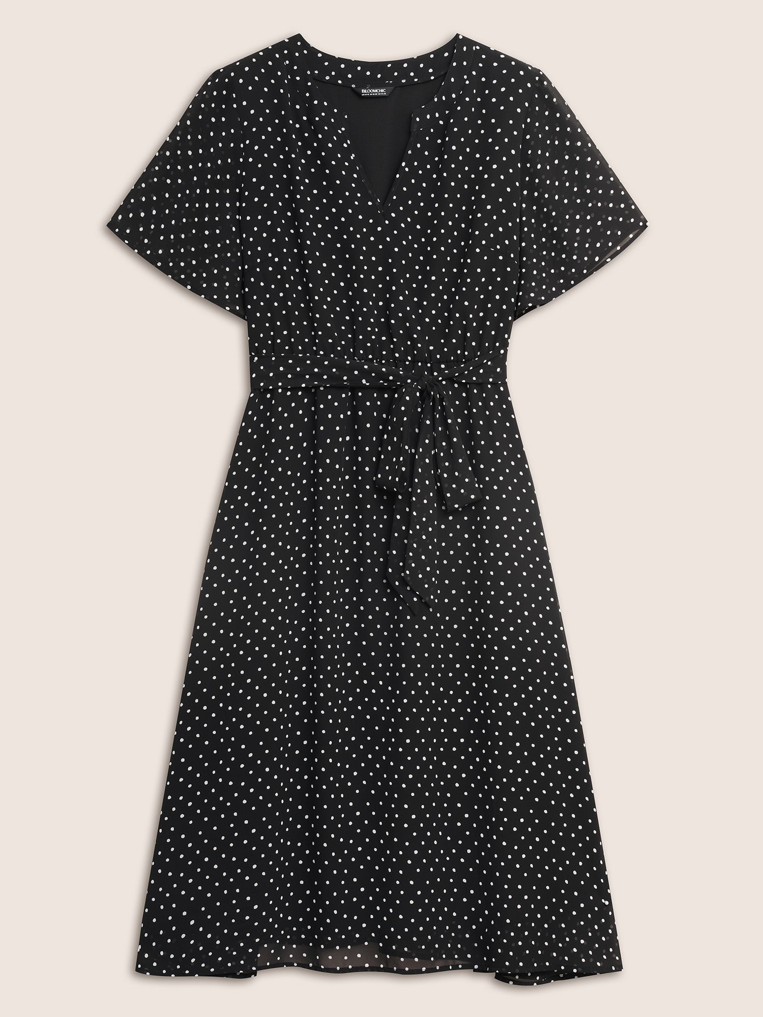 Chiffon Polka Dot Ruffle Sleeve Dress