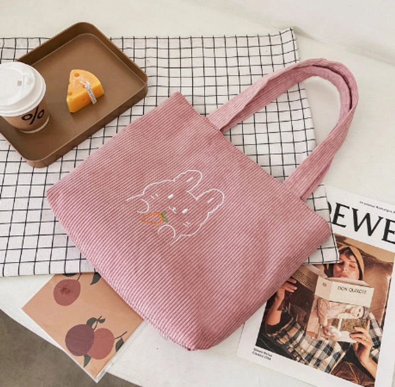 Women's Large Nylon Cartoon Bear Cute Square Open Shoulder Bag