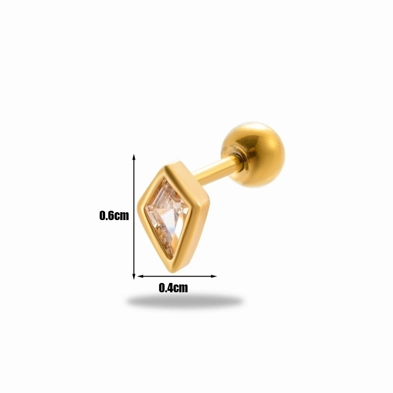 1 Piece Ear Cartilage Rings & Studs Minimalist Classic Style Rhombus 316L Stainless Steel  Copper Plating Inlay Zircon