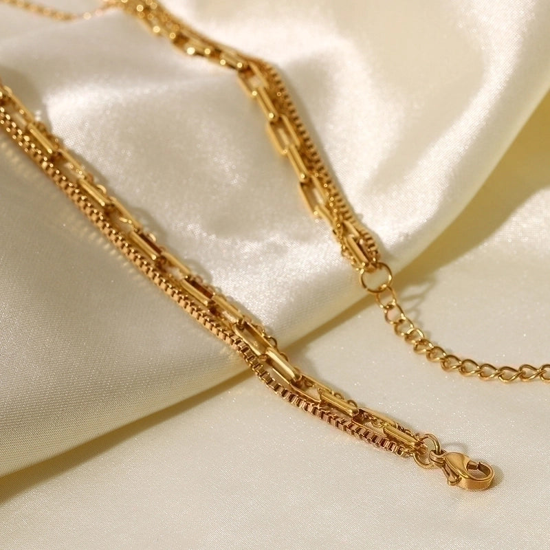 Fashion Geometric 304 Stainless Steel Gold Plated Layered Necklaces
