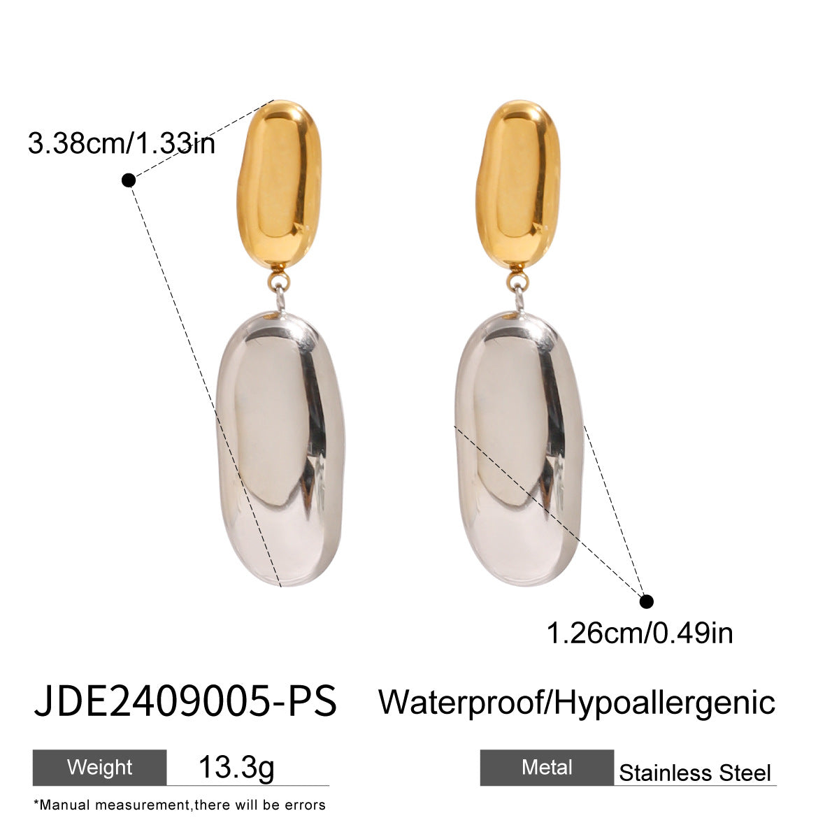 Stainless Steel Water Drop Open Bracelet Earrings Niche Bracelet Earrings Titanium Steel