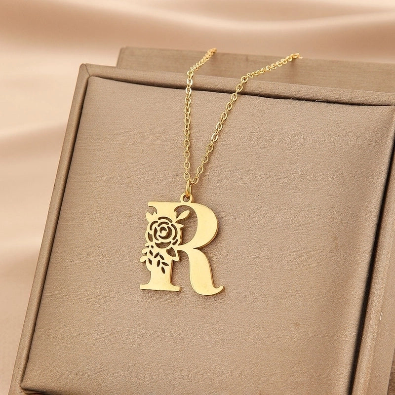 Basic Classic Style Letter Stainless Steel Plating Pendant Necklace