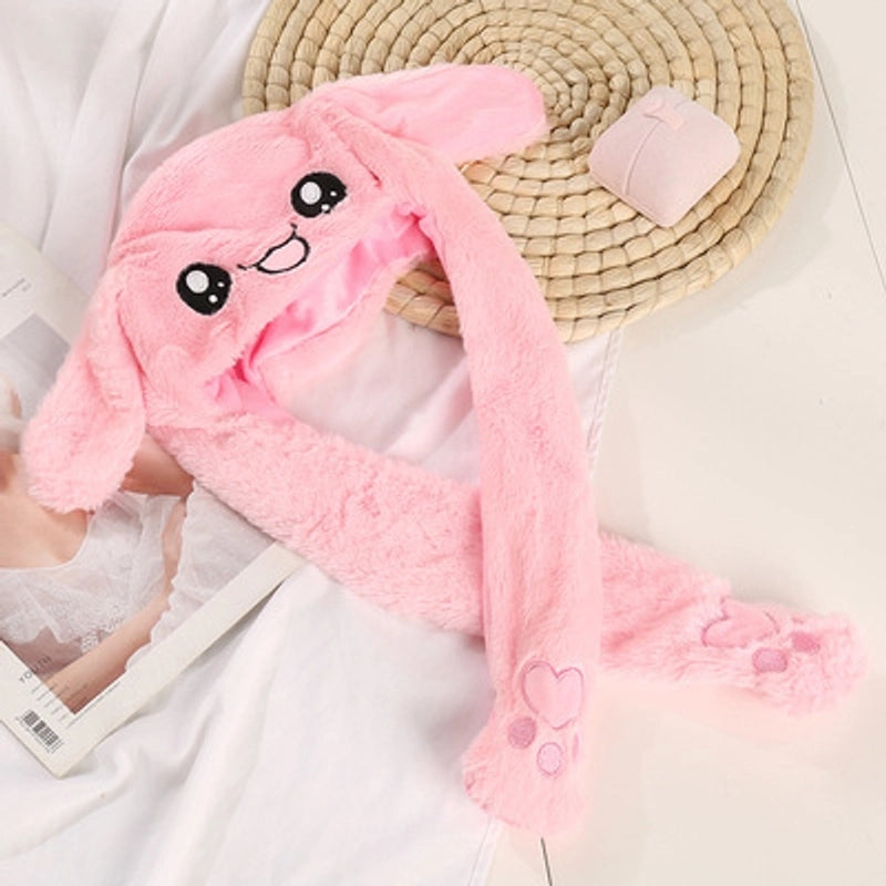 Autumn And Winter Lamb Velvet Padded Cute Bear Ears Hat Scarf Warm Scarf One-piece Warm Rabbit Hat