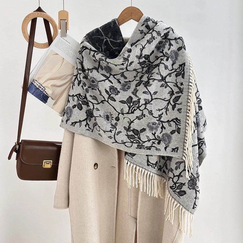Women's Minimalist Commute Printing Flower Viscose Fiber Scarf
