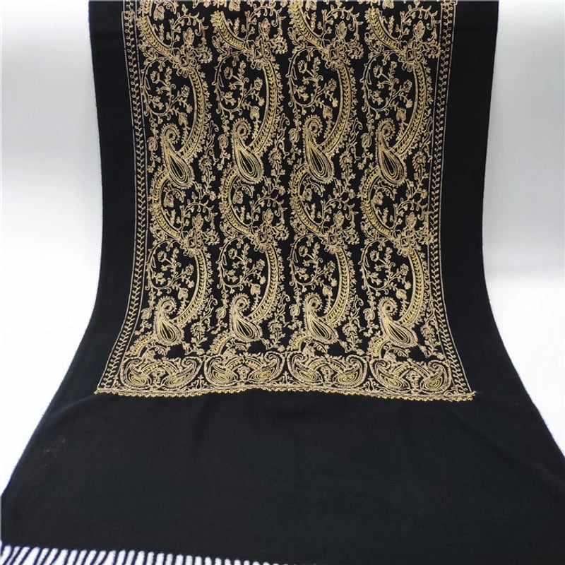 Women's Retro Printing Imitation Cashmere Embroidery Scarf