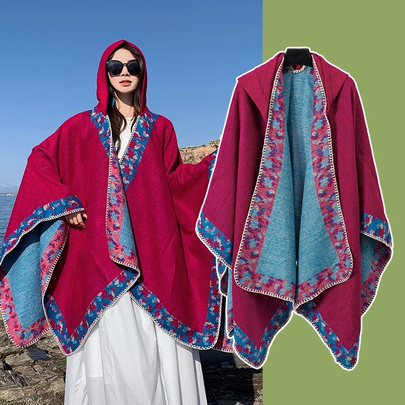 Women's Retro Ethnic Style Flower Artificial Wool Acrylic Shawl