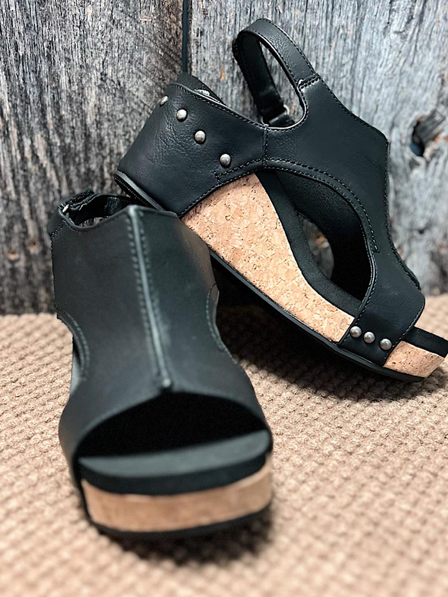 Mid Heel Wedge Sandals