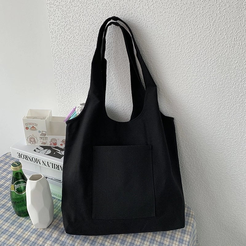 Pure Color Blank Hand-painted Canvas Bag Female Single Shoulder  Simple Artistic Travel Large Capacity Student Class Book Bag