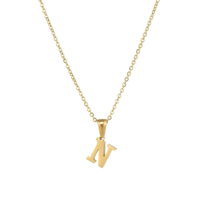 Minimalist Letter Stainless Steel Plating Pendant Necklace