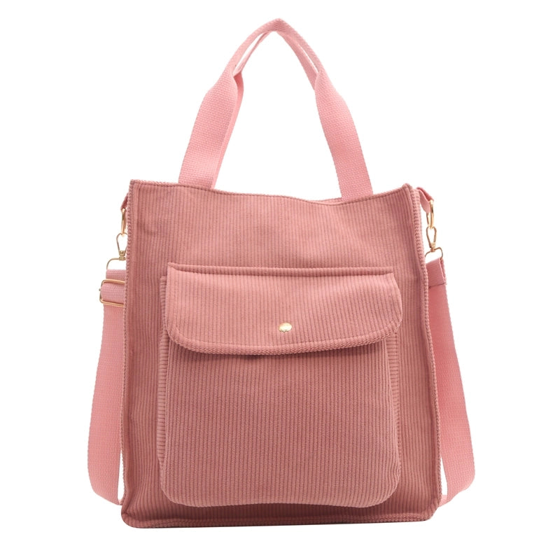 Women's Canvas Solid Color Preppy Style Zipper Handbag