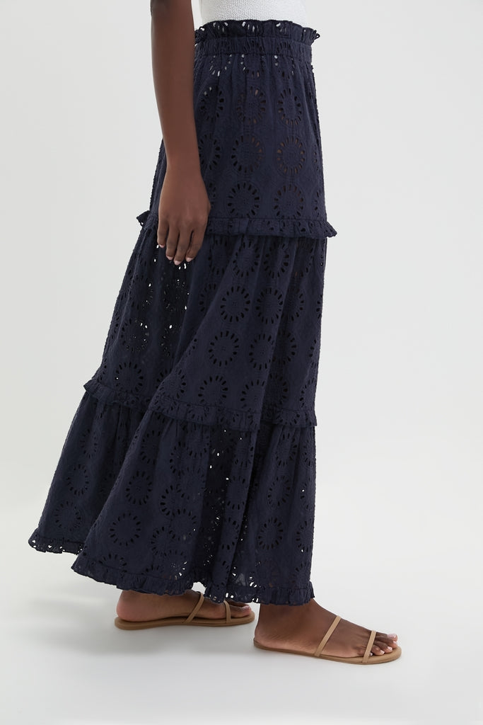 Navy Eyelet Prado Skirt