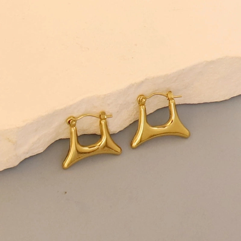 1 Pair Minimalist Pentagram Round Solid Color Plating 304 Stainless Steel 18K Gold Plated Earrings