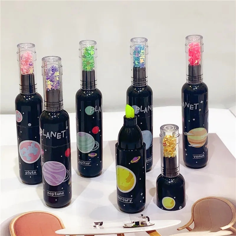 6 PIECES BOTTLE SHAPED MINI HIGHLIGHTERS