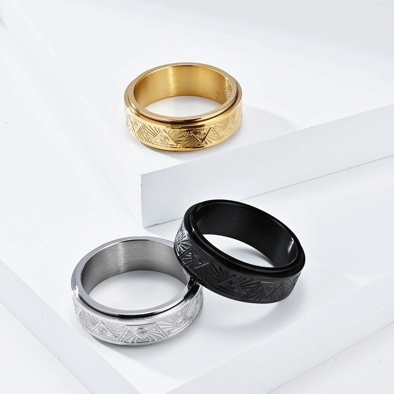 Vintage Style Geometric Devil's Eye Titanium Steel Rings