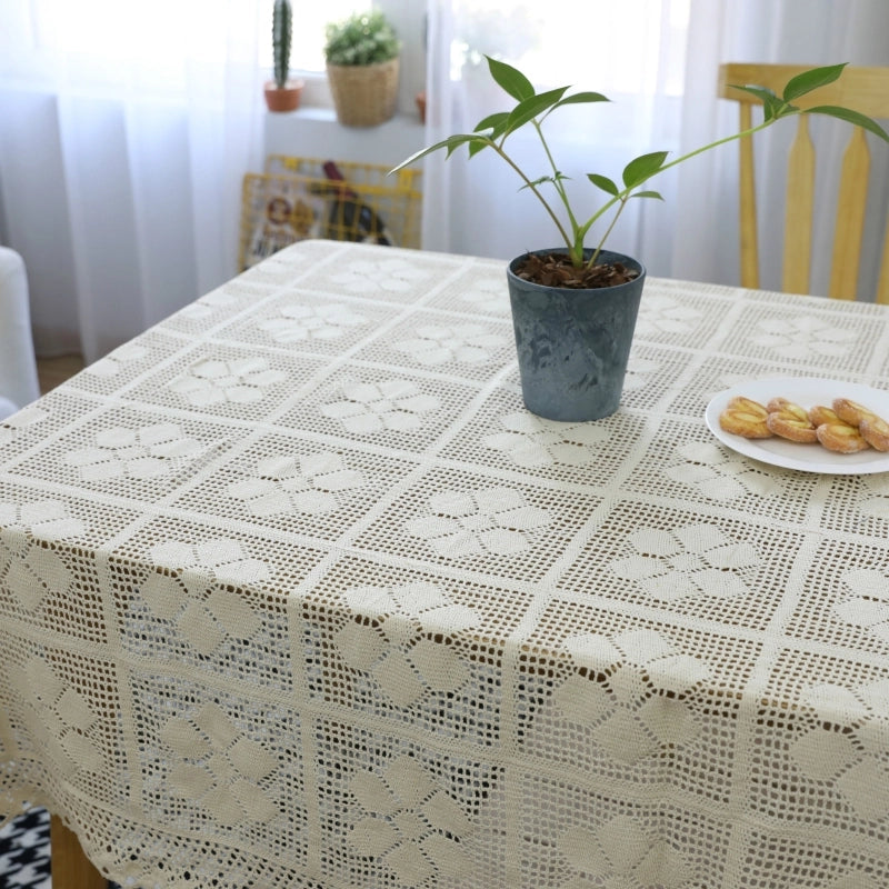 Retro Nostalgic Handmade Crochet Crochet Sofa Towel Woven Hollow Fabric Tablecloth Cover Towel Tablecloth