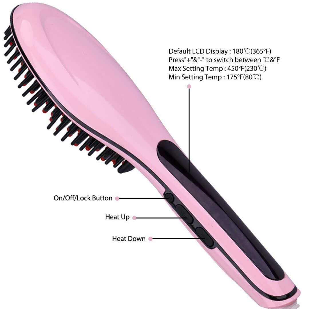 Electric Brush Straightener Comb Lcd Display