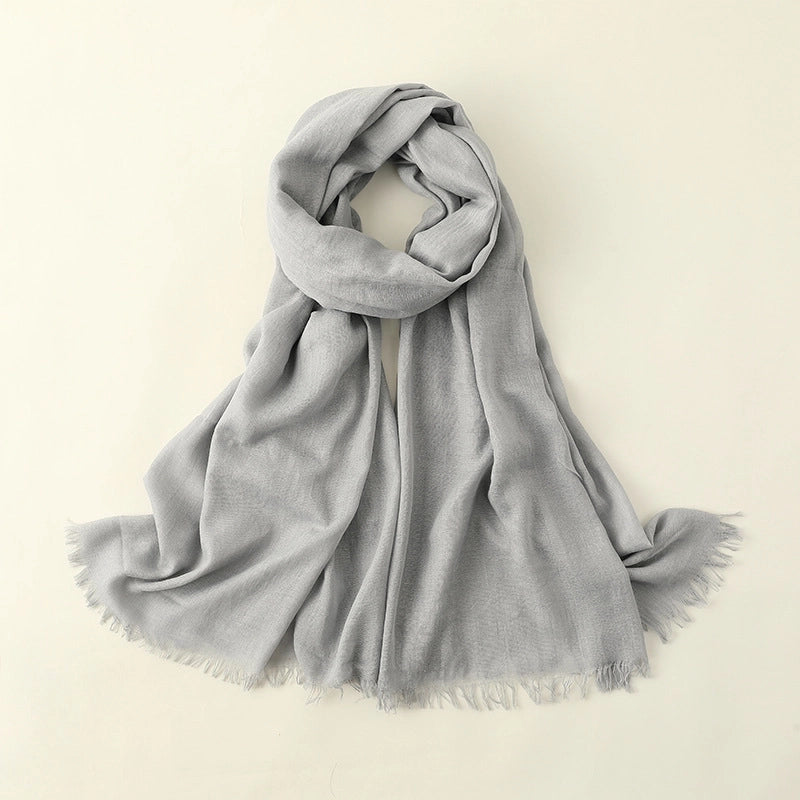 Women's Elegant Solid Color Cotton Silk Scarves