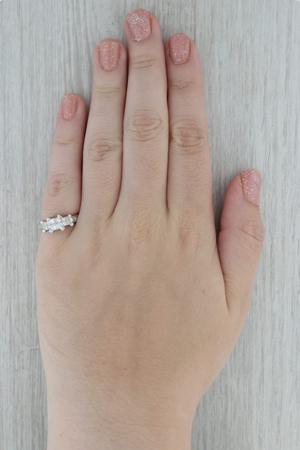 1.06ctw Princess Diamond Engagement Ring 14k White Gold Size 6 3-Stone